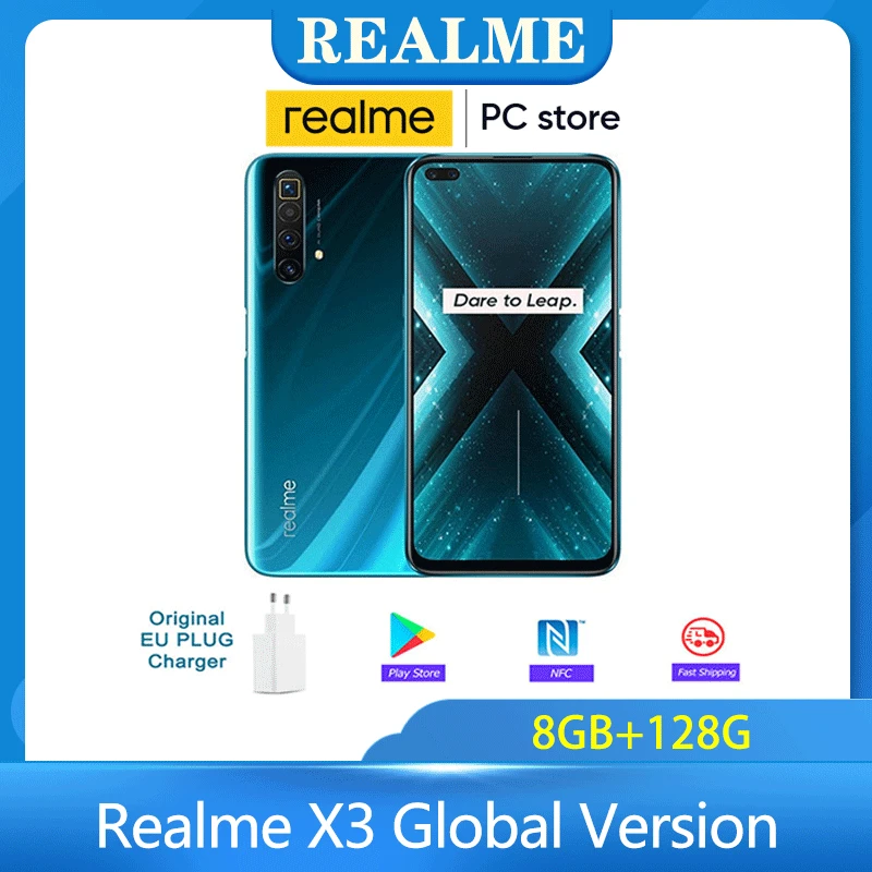 Realme X3 глобальная Версия 8 ГБ 128 6 ''Ultra120Hz Экран 64 мегапиксельная четырехъядерная