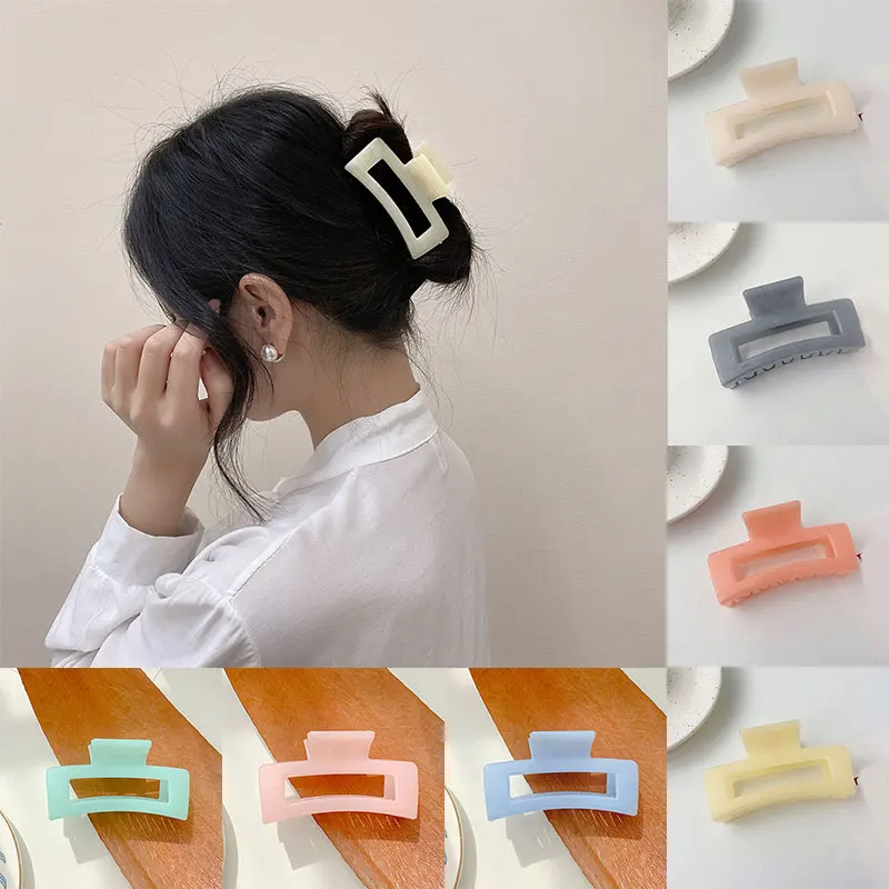 

Rectangle Hair Claws Acrylic Hair Grab Clips Women Korean Hair Accessories For Girls Bath Ponytail Holder Hairpin Hair Clamps