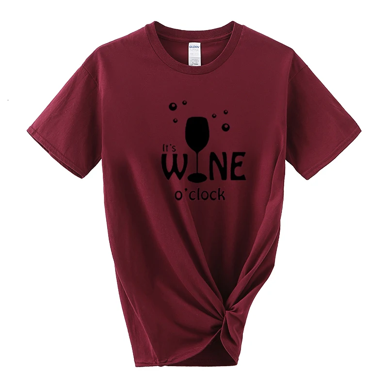 Женская футболка с надписью It WINE hours Повседневная хлопковая хипстерская забавная