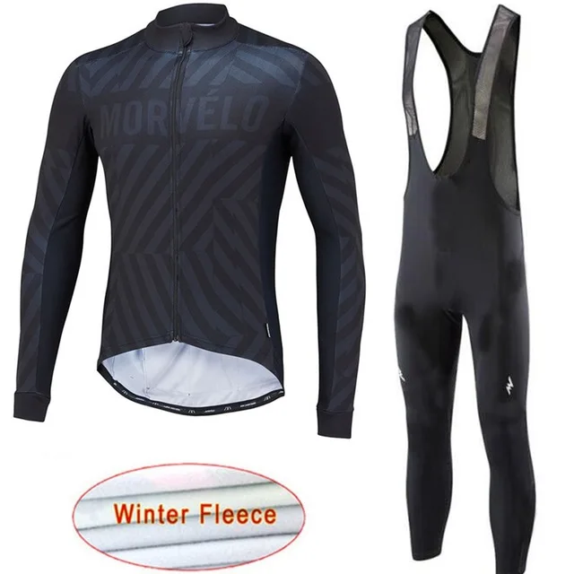 11 Morvelo тепловой флис мужской зимний Велоспорт Джерси Набор Ropa Ciclismo Invierno супер теплый Bkie одежда длинный 9D гелевый коврик - Цвет: 11