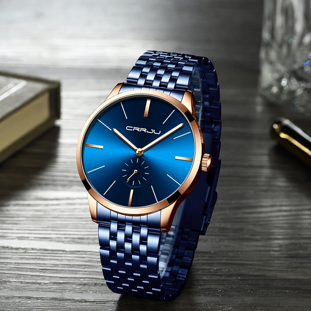 Часы CRRJU Мужские Аналоговые модные повседневные спортивные светящиеся
