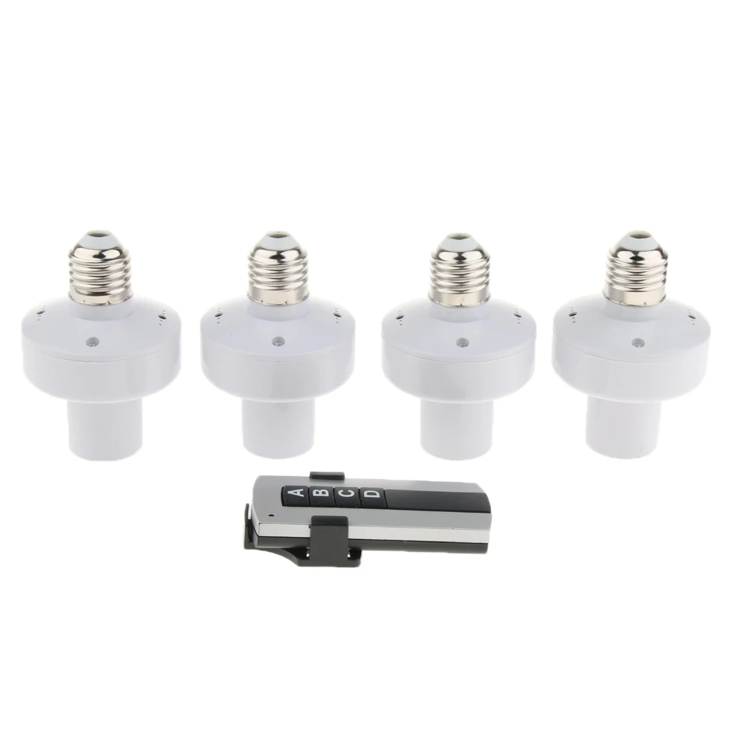 

1 Control 4 Bases Wireless Remote Control Lamp Holder Bulb Socket Switch