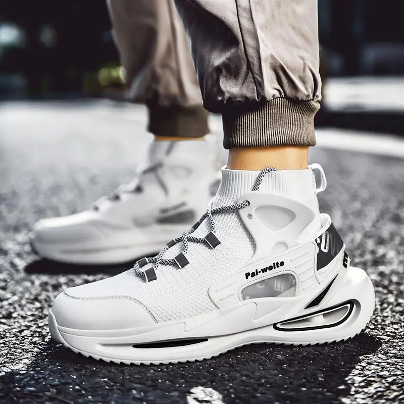 

Big Size High Tops Summer Sneakers Socks Men's Running Shoes 2021 Sports Shoes for Men Sport Shoes Men Sneakers White Kit D-862