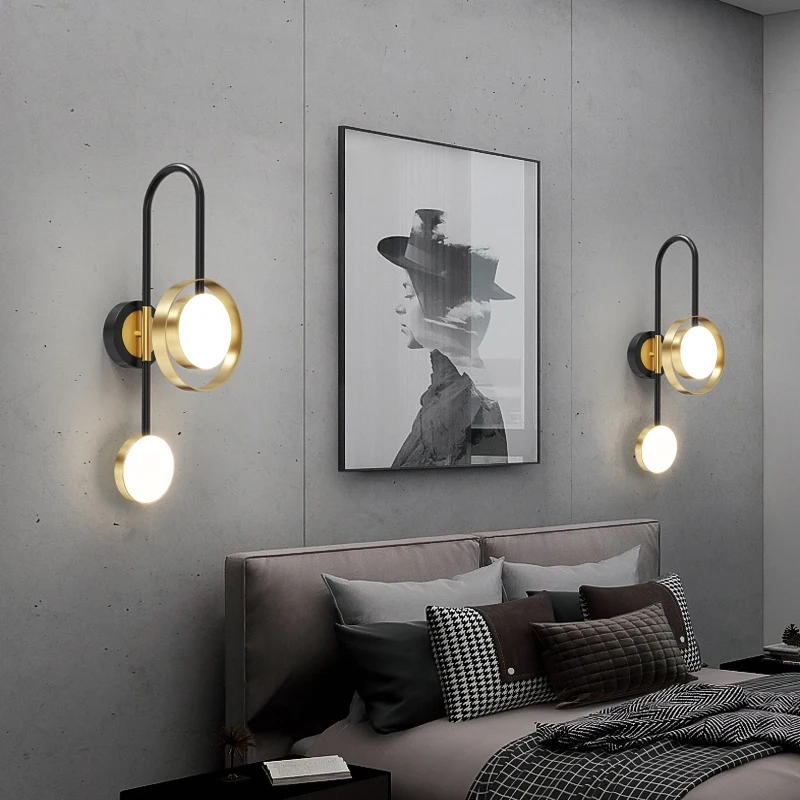 Lâmpada de Parede Lâmpada de Cabeceira Parede do Corredor Moderno Ouro Quarto Sala Estar tv Lâmpada Estudo Criativo Leitura Fss Led