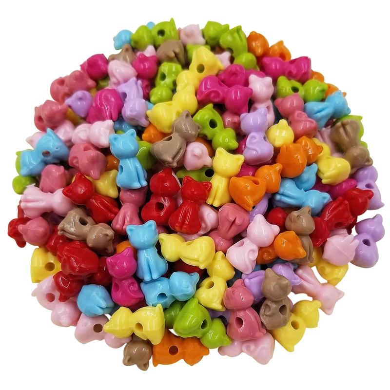 

Loose Handmade Material Necklace Bracelet Making Cute Cat Kids DIY Solid color Jewelry Accessories bead 50PCS Spacer Beads