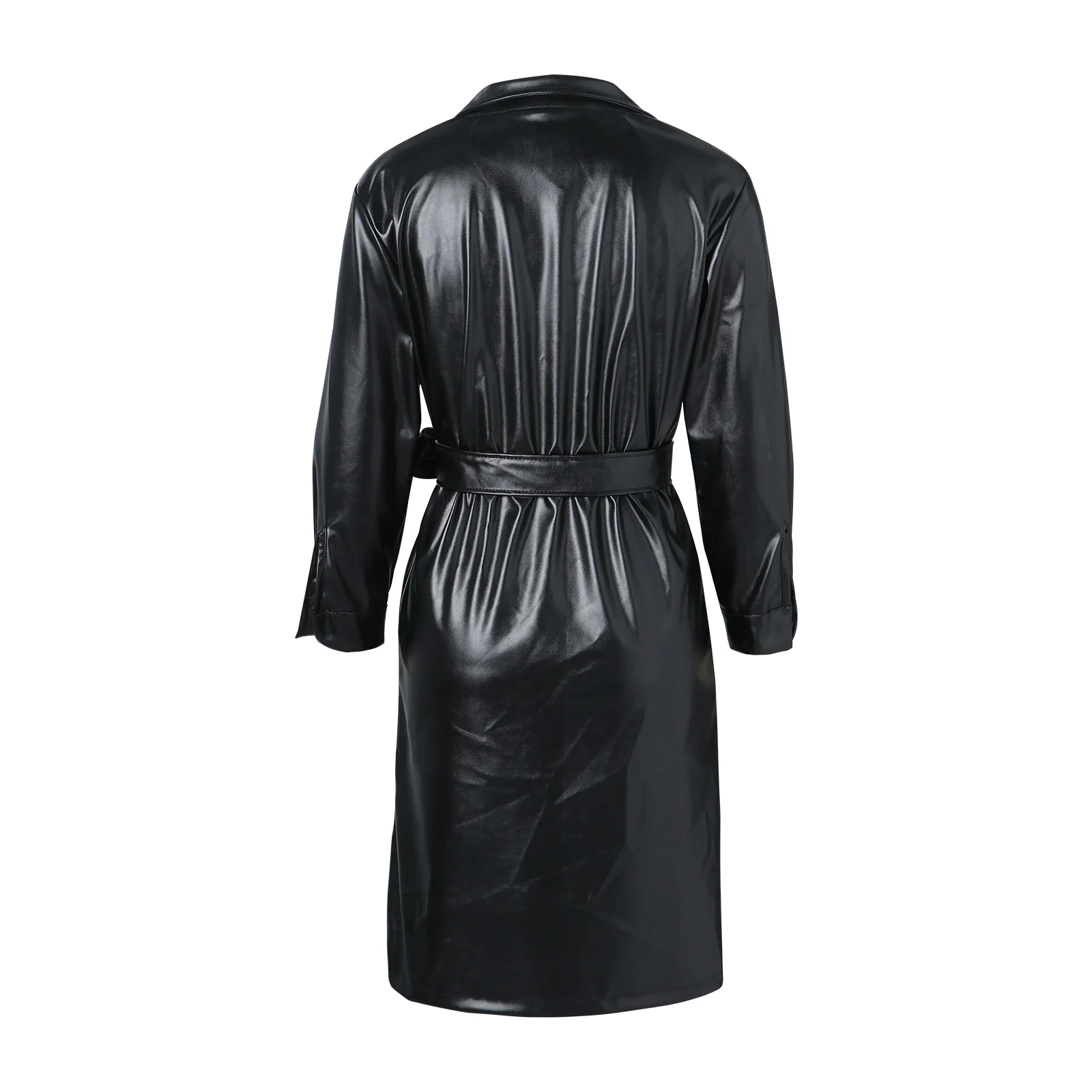 

Women Elegant V-Neck Ruffles Blouse Shirts Autumn 2021 Vintage Black PU Tops Office Lady Casual Fashion XL Blouses Blusa