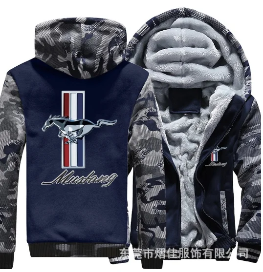 

2020 new for Ford Mustang Hoodies Jacket Winter Unisex Casual Wool Liner Fleece Man Coat Mustang 50 Years Sweatshirts Pullover