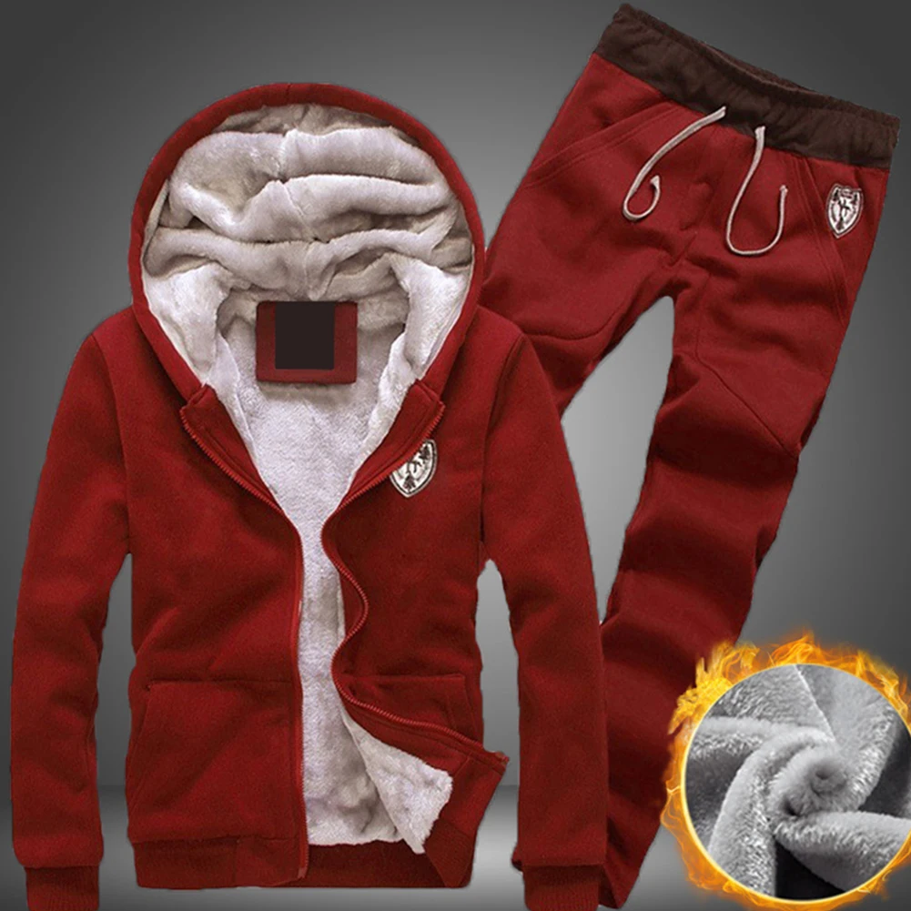 Зимний спортивный костюм для мужчин Повседневная утепленная Флисовая теплая