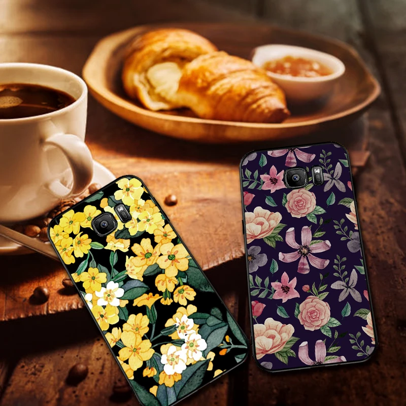 Цветы в стиле Ретро мягкий силиконовый чехол для телефона samsung A3 4 5 6 Plus 7 8 910 20 30 40 50