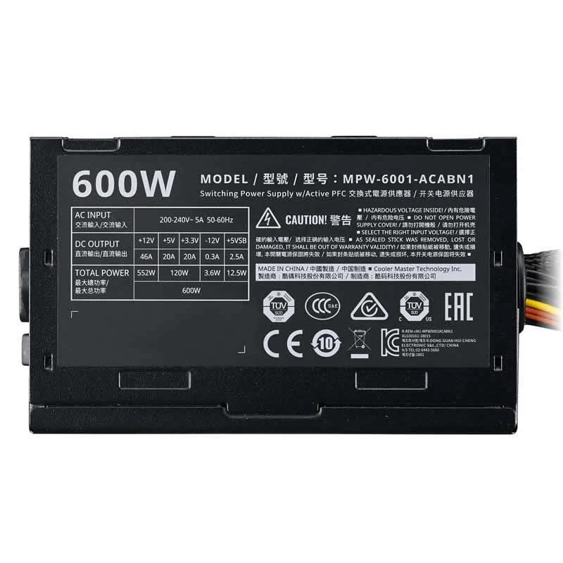 Блок питания Cooler Master ATX 600W MPW-6001-ACABN1 | Компьютеры и офис