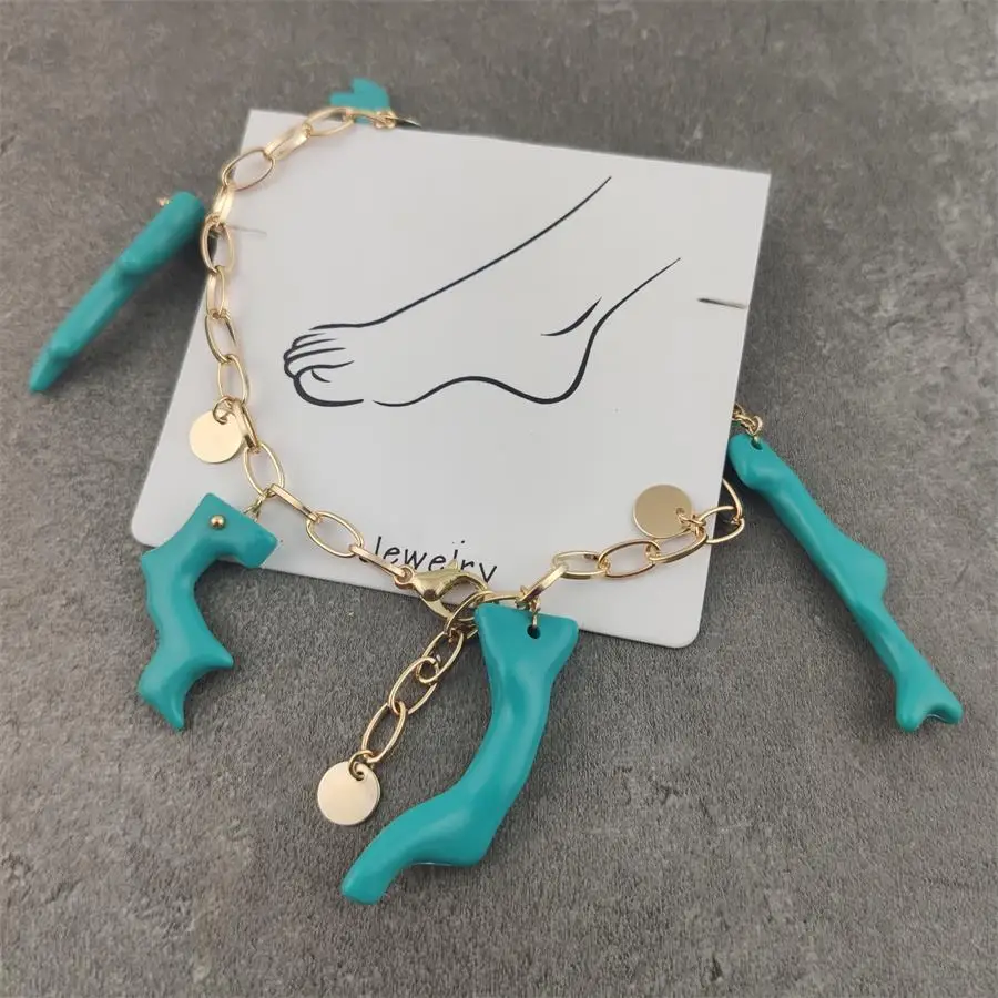 Браслеты на ногу в богемном стиле женские анклеты ручной работы с металлическими