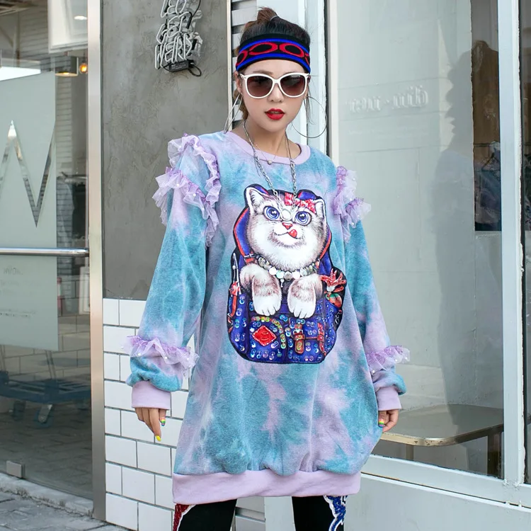 Милые Мультяшные нашивки для девочек пуловеры женщин уличные толстовки с