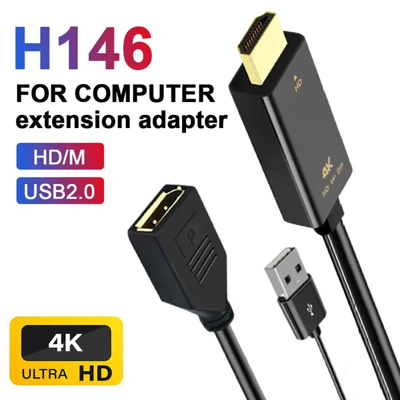 

4K @ 60Hz USB Power ed HDMI-совместимый штекер к DP дисплейному порту гнездовой конвертер адаптер устройства HDMI-совместимый DP active USB power