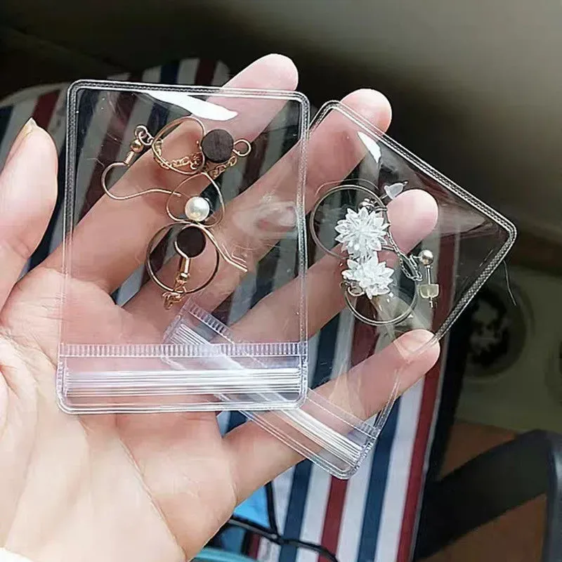 

50PCS Jewelry Transparent Packaging Earrings Rings Necklace Ziplock Storage Anti-oxidation Bags ins Mini Cute Packaging