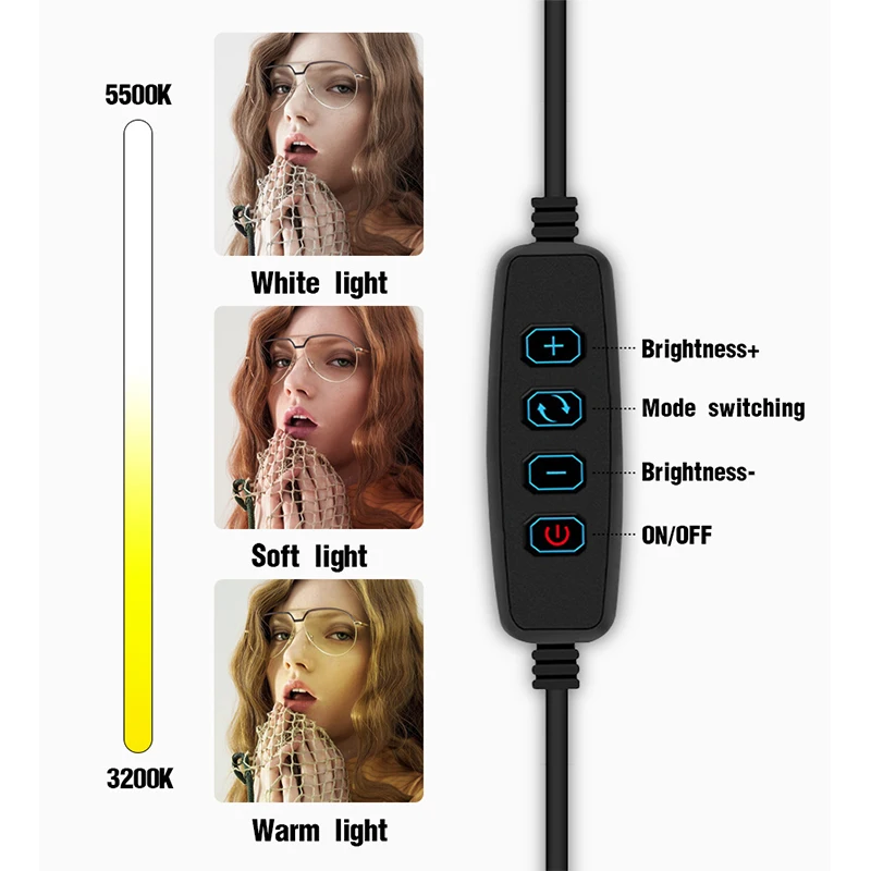 Вращающаяся на 360 градусов селфи палка светодиодный светильник кольцо для