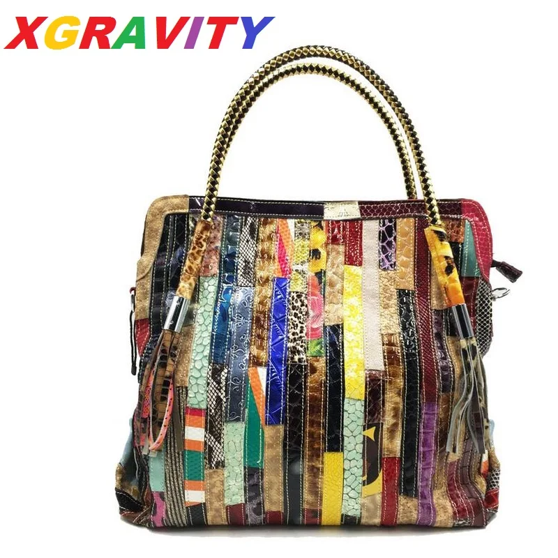 Роскошные модные сумки XGRAVITY из натуральной кожи со змеиным узором цветные яркие