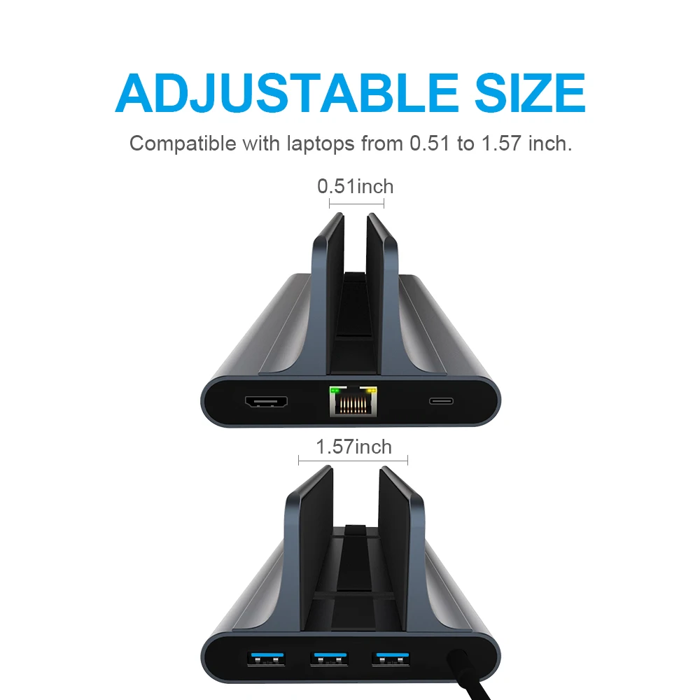 USB C Hub Type C Adapter Vertical Laptop Stand with 6 in 1 Docking Sttation 4K HDMI 3.0 USB Compatible All MacBooks and laptops