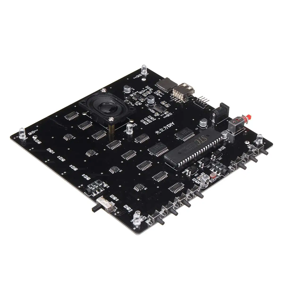 Синий квадрат DIY 3D светильник Cube Kit светодиодный встроенный MP3 музыкальный спектр