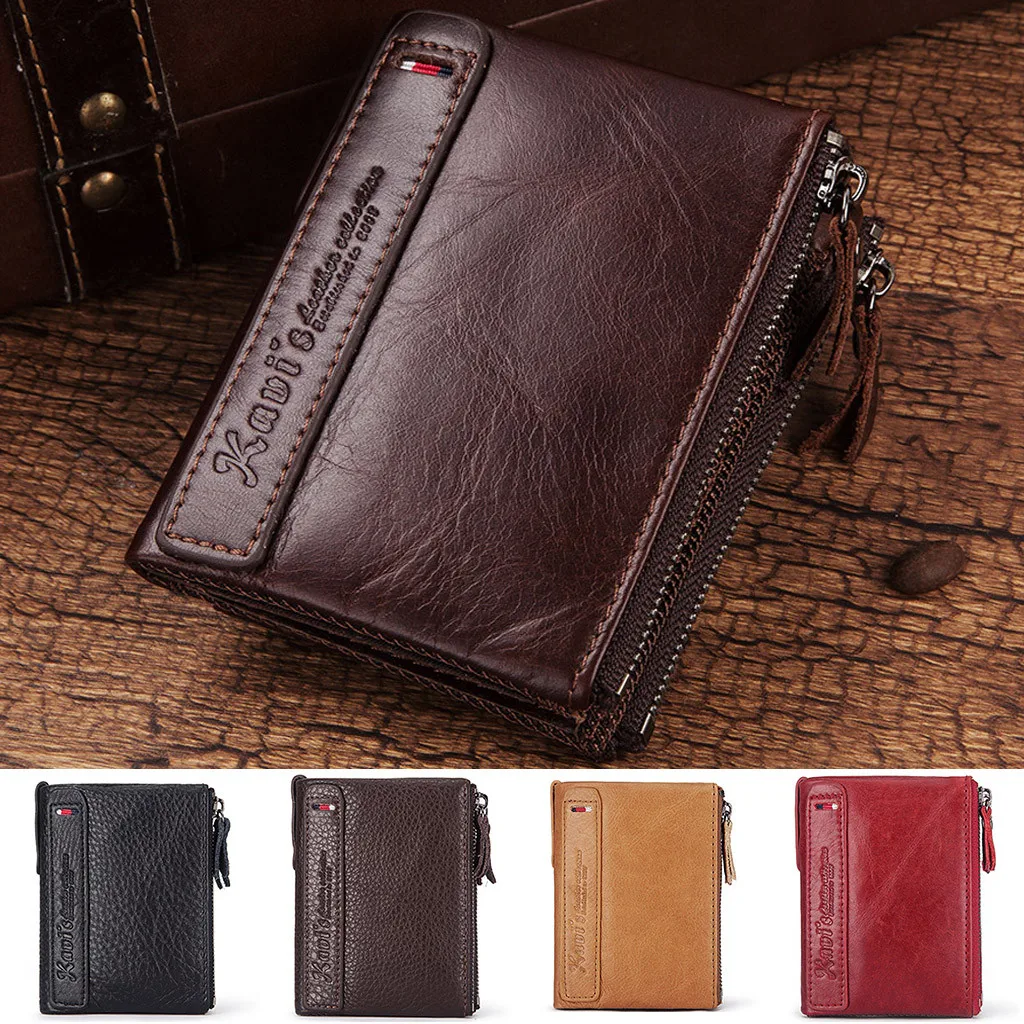 Мужской кошелек из натуральной кожи с гравировкой карманом для монет|Женские
