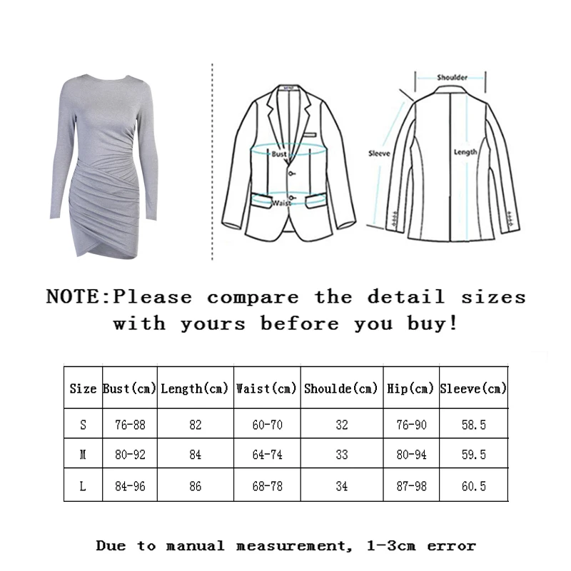 

SLLSKY Solid Pleated Round Neck Dress Women Spring New Irregular Long Sleeve Female Dress Sexy Hip Wrap Party Fashion Dress
