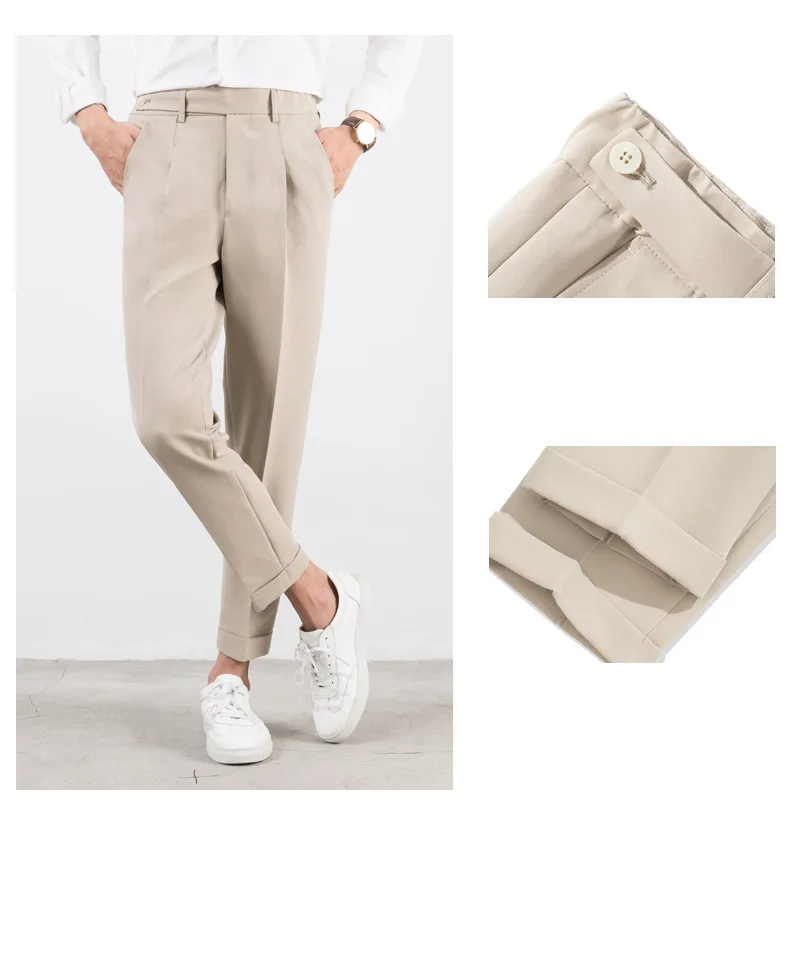 Zogaa Весна Осень Мужчины Платье Брюки для бизнес на каждый день Slim Fit лодыжки длина Pantalon Homme Твердые строгие брюки костюм брюки Новинка