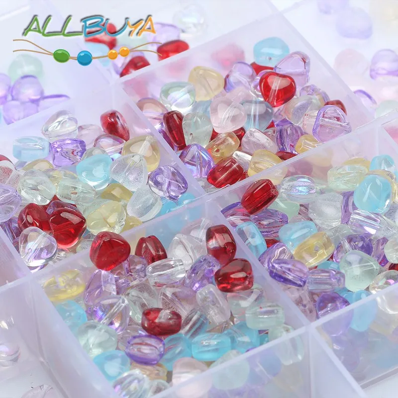 

Transparent Multicolor Glass Beads Loose Heart Beads for Jewelry Making DIY Handmade Earrings Bracelets Necklaces Glaze Beads