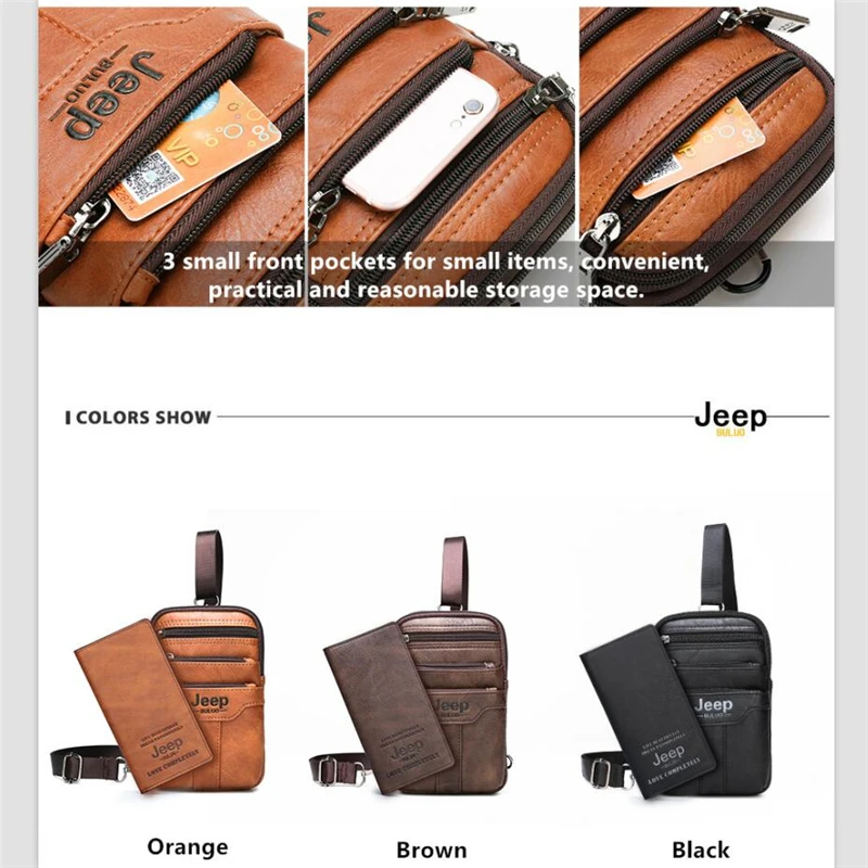 JEEP BULUO многофункциональная маленькая нагрудная сумка на ремне, сумка на талию для мужчин, новая модная повседневная мужская сумка через плечо