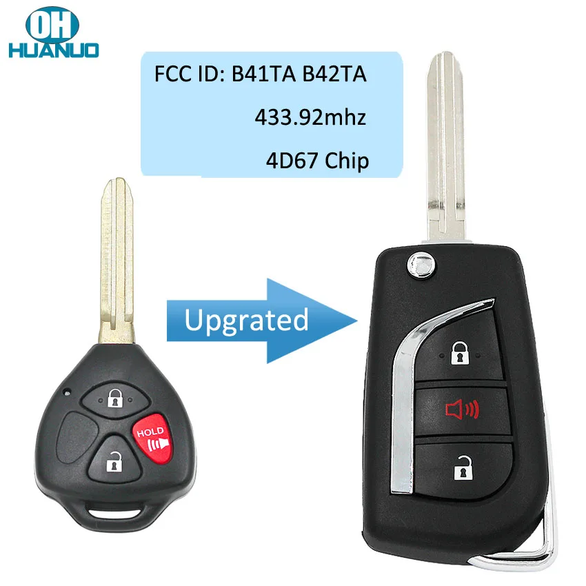 Обновленный 3 кнопочный дистанционный ключ для Toyota Camry Corolla Hilux 4D67Chip 433 92 mhz FCC ID:B41TA