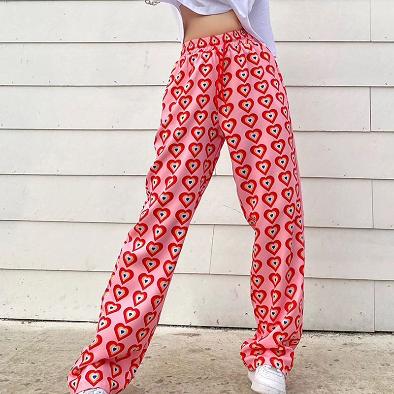 

Light Straight Women's Trousers Slim Slimming Cool And Comfortable Printed Wide-leg Female High-waist Trousers Casual Pants