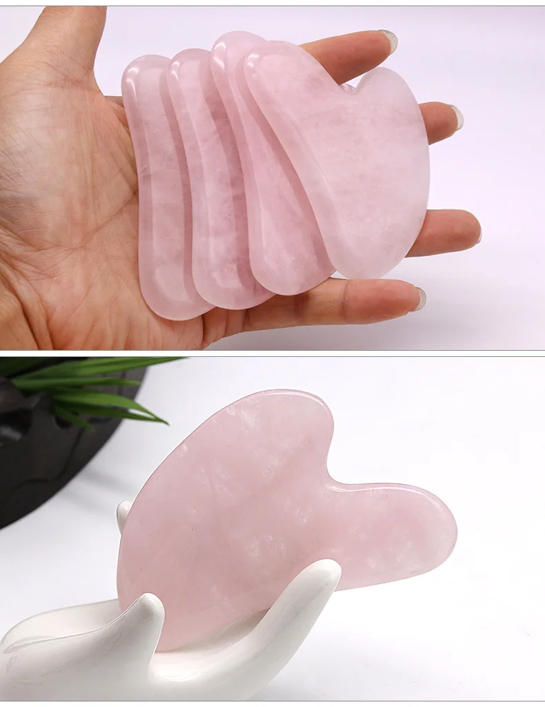 

4Pcs/Lot Rose Quartz Natura Jade Guasha Board Massage Stone Scraper For Face Neck Back Body Acupuncture Pressure Therapy
