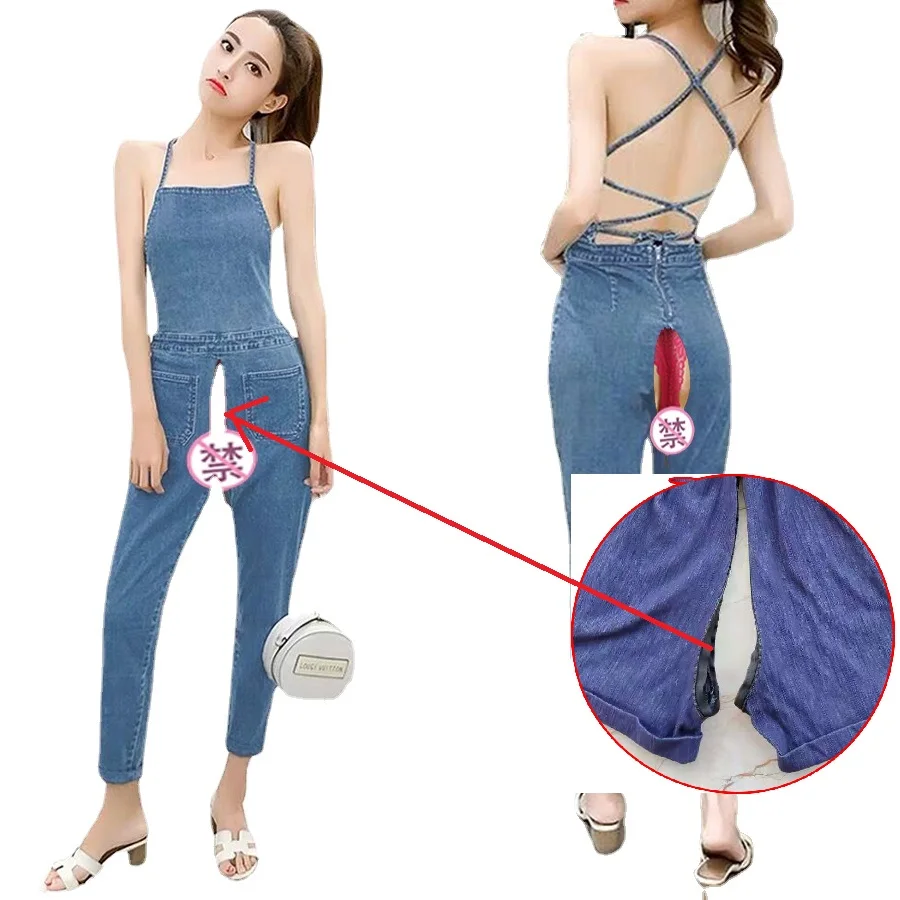 

Уличные сексуальные джинсы, комбинезоны, женская одежда, сексуальные комбинезоны с открытой спиной, джинсовые брюки, брюки, тайная молния, с...