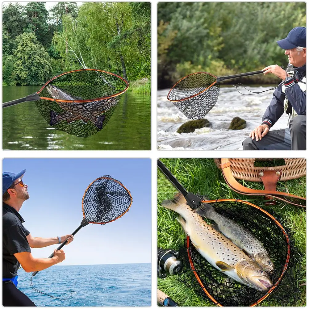 Складная рыболовная сеть со стойкой из алюминиевого сплава мягкая резиновая