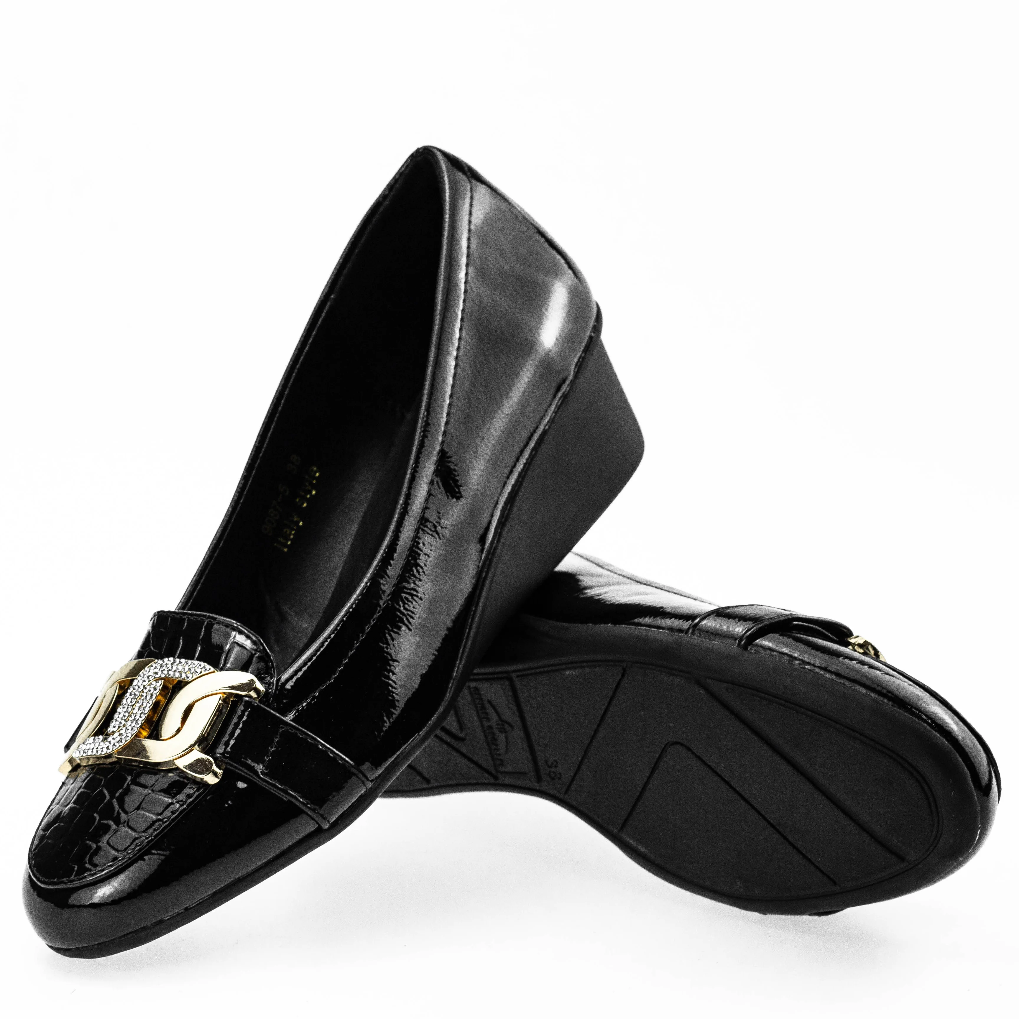 New Arrivals Girls Chain Fashion Women Loafers Slip on Ballet Shoes 9087-5 Classic Wedge Heel ChicLeather Ballet Shoes for Lady