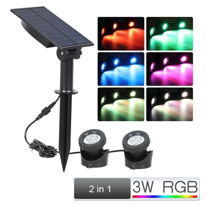 2 RGB солнечной энергии светодиодный подводный прожектор свет хороший для сада