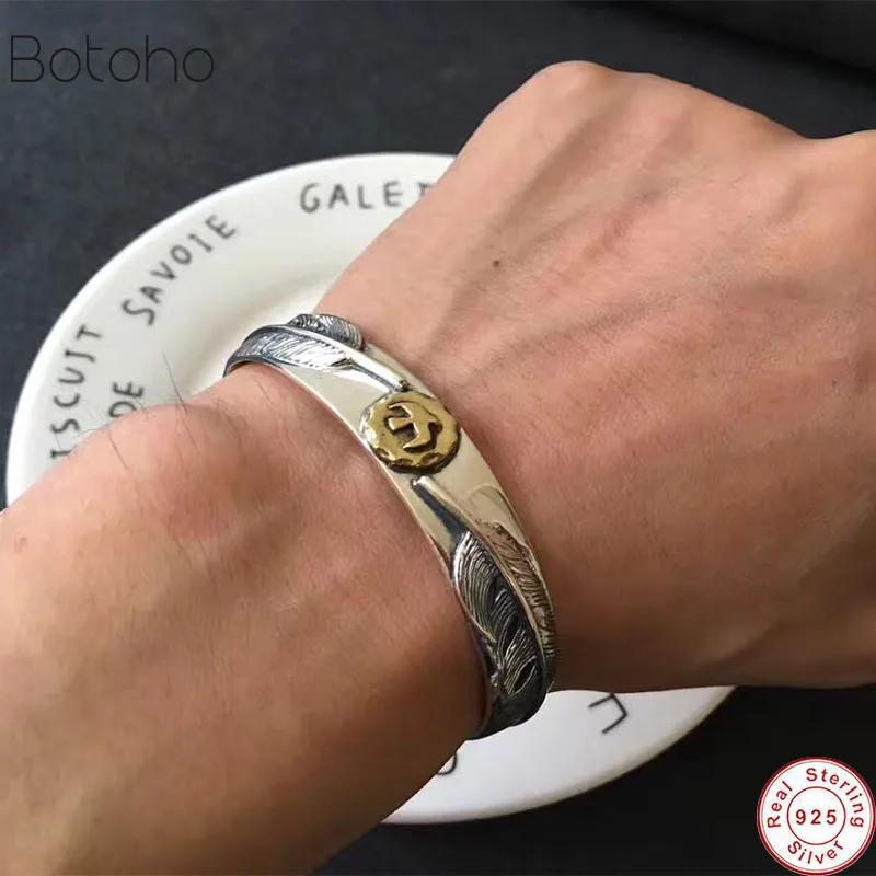 Мужской и Женский Браслет манжета однотонный браслет из стерлингового серебра 925