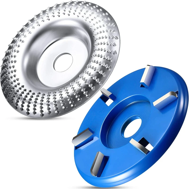 

2 Pieces Wood Carving Discs, Including 5/8 Inch Hole Angle Grinder Abrasive Disc and 6 Teeth Wood Turbo Carving Disc
