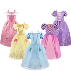 Одежда для детей, детские платья принцессы для маленьких девочек в стиле Рапунцель с Золушкой, Анной и Белль в стиле Спящей красавицы детское платье для дня рождения, вечерние костюм От 2 до 8 лет