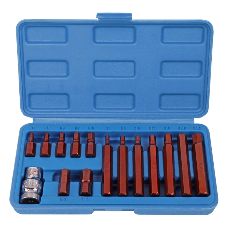 

15 Pieces High Hardness Hex Screwdriver Bits Kit S2 Steel Hex Bits Set with Hex Head 4-12mm H4-H12 Wrench Head Durable 85WC