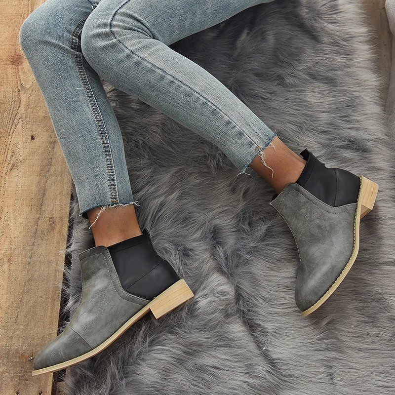 2019 г. Осенние ботинки до середины икры на молнии с круглым носком женская обувь