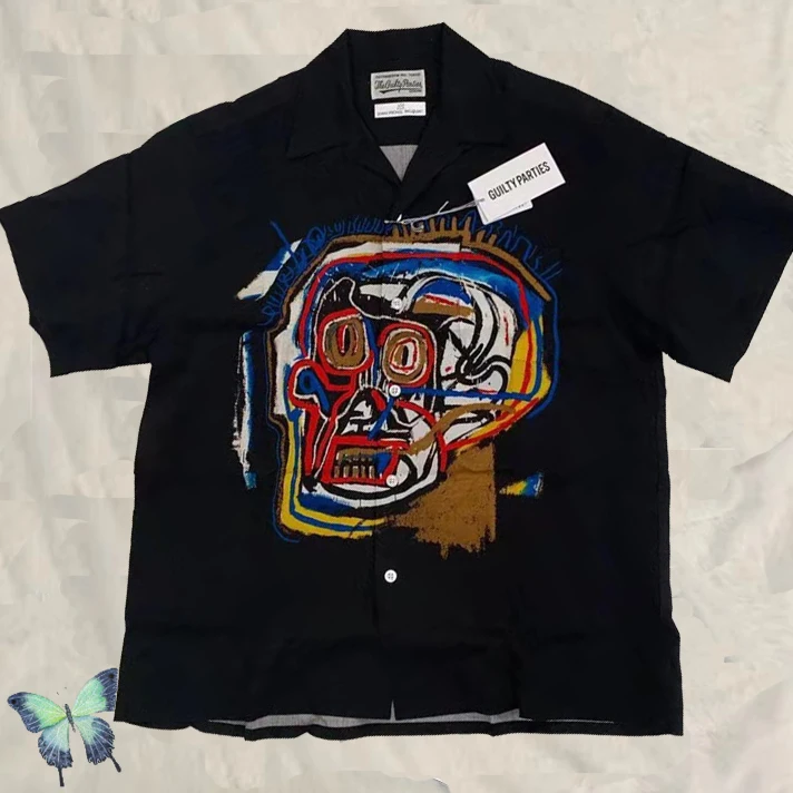 

Забавная рубашка с коротким рукавом для мужчин и женщин WACKO MARIA с логотипом зомби