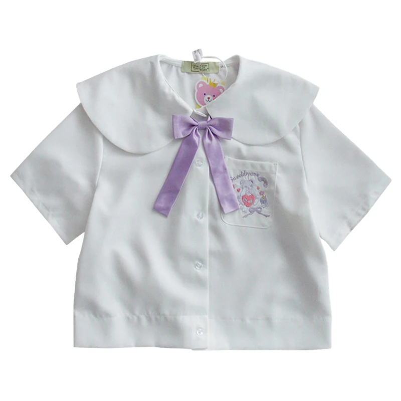 Милые Винтажные белые рубашки с кукольным воротником для девочек подростков