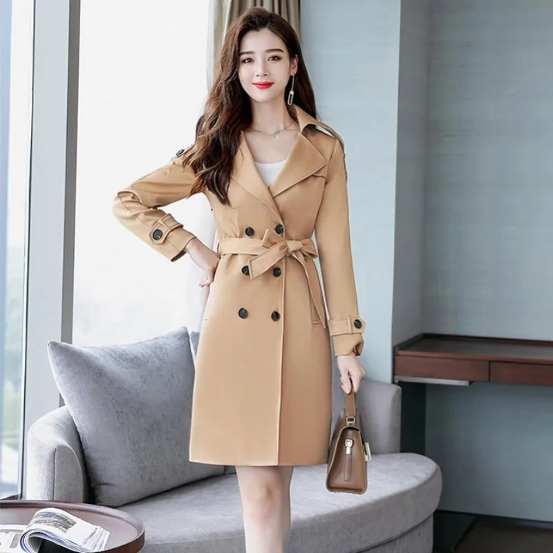 Британский стиль OL верхняя одежда женская 2020 Новая мода двубортная Длинная