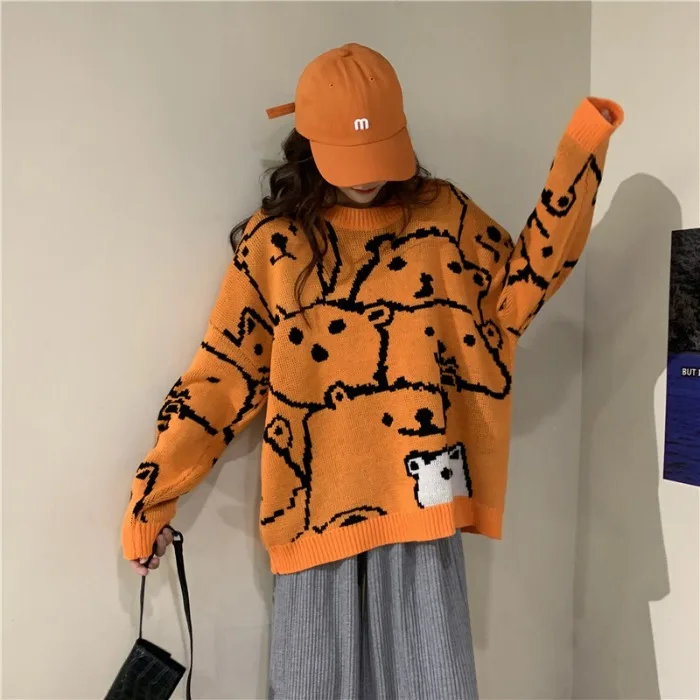 Autumn Women Sweaters 2019 Casual Streetwear Harajuku O-neck Full Sleeve Knitted Jumpers Korean Chic Ins Female Warm Pullovers | Женская