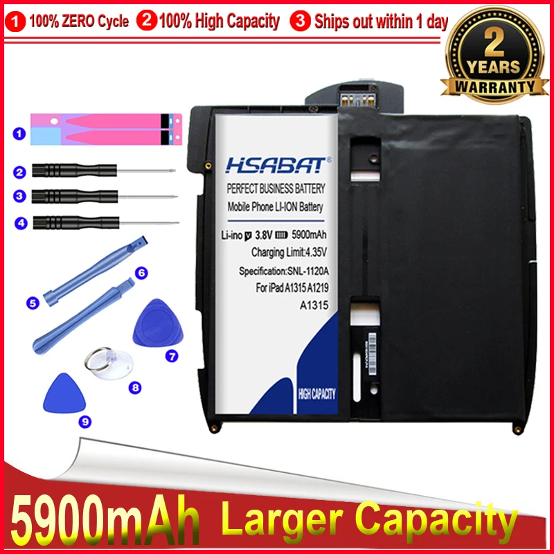Аккумулятор HSABAT 0 цикл 5900 мАч для iPad 1 го поколения A1315 A1219 A1337 616 0448 0478 969TA028H|Батареи