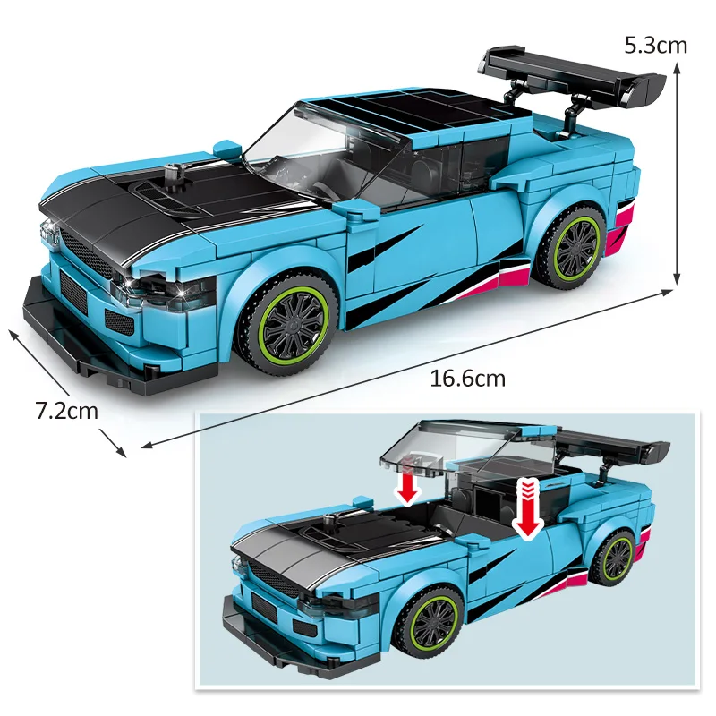 

City Classic Racing Car MOC Model Building Blocks Creator high-tech Sports Vehicle Figures Bricks education Toys For Children