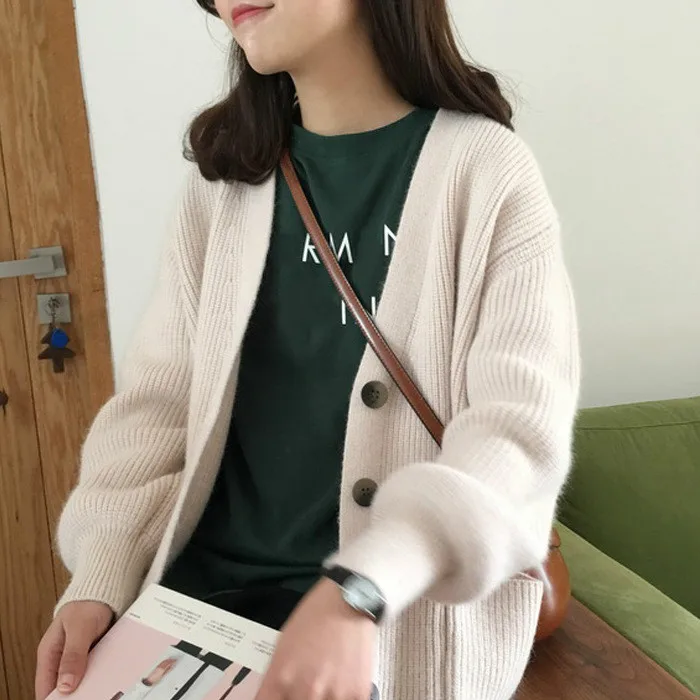 Женский свободный свитер в полоску желтый трикотажный кардиган с длинным