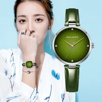 dom top luxury fashion female quartz wrist watch elegant green women watches leather waterproof clock girl pattern watch g 1292