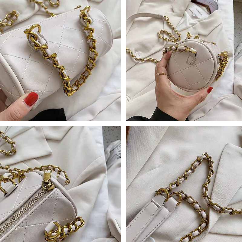 

brand fashion small round Bags genuine leather women's bags shoulder chain bag female