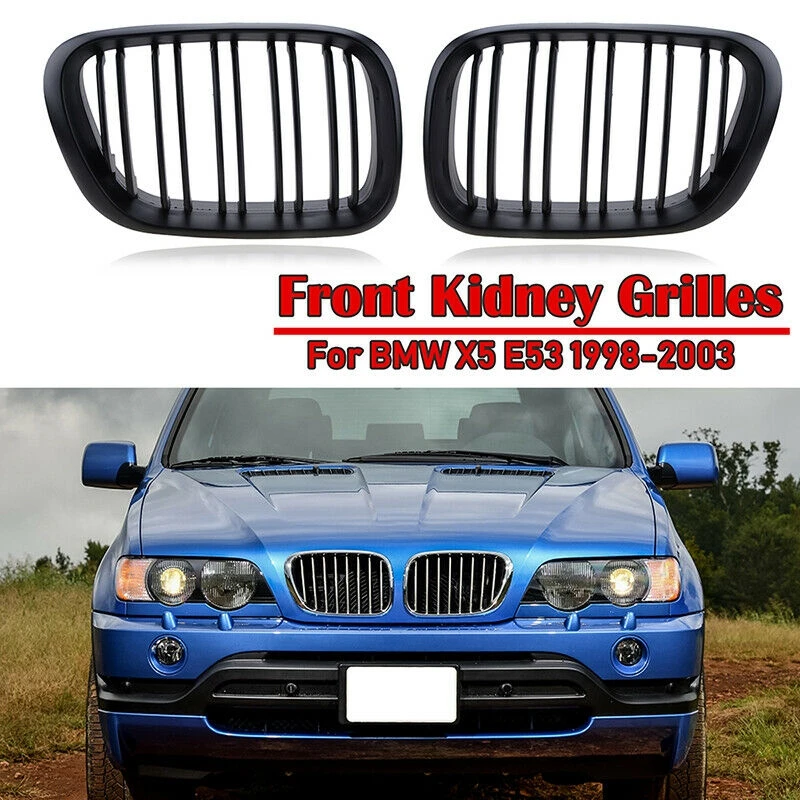 

Для BMW X5 E53 1998-2003 глянцевая/матовая черная двойная планка спортивный стиль передняя решетка радиатора передний бампер автомобильные аксессу...