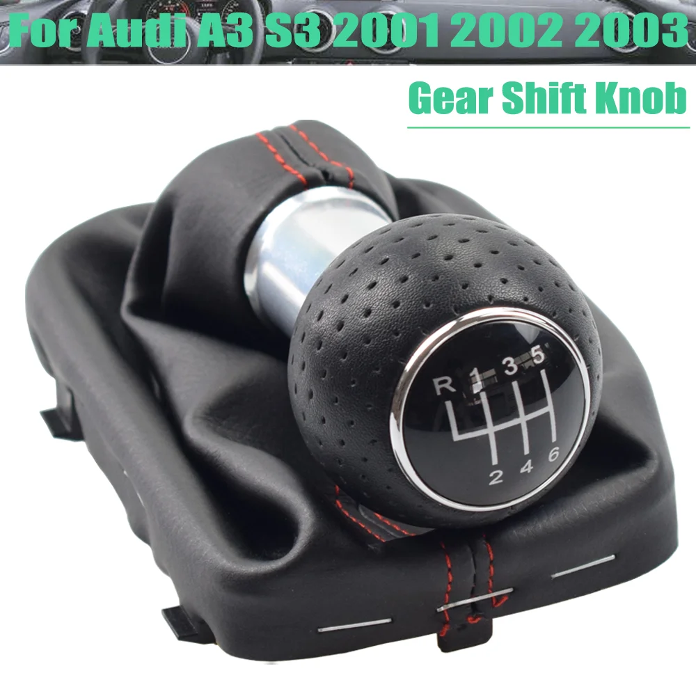 

For Audi A3 S3 2001 2002 2003 Leather Gear Shift Knob Shifter Head Lever ​Gti Accessoriesr